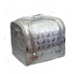 Geanta-cosmetica-makeup-manichiura-de umar-argintie Genti / valize trolere